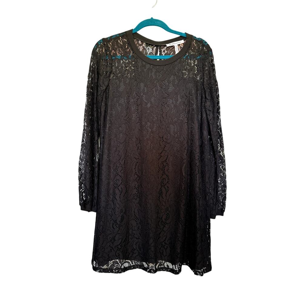 NWT BCBGeneration Black Lace Shift Dress with Unlined Lace Sleeves
